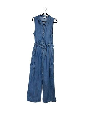 Universal Thread Jumpsuit Wide Leg Zip Front Sleeveless Coveralls Belted